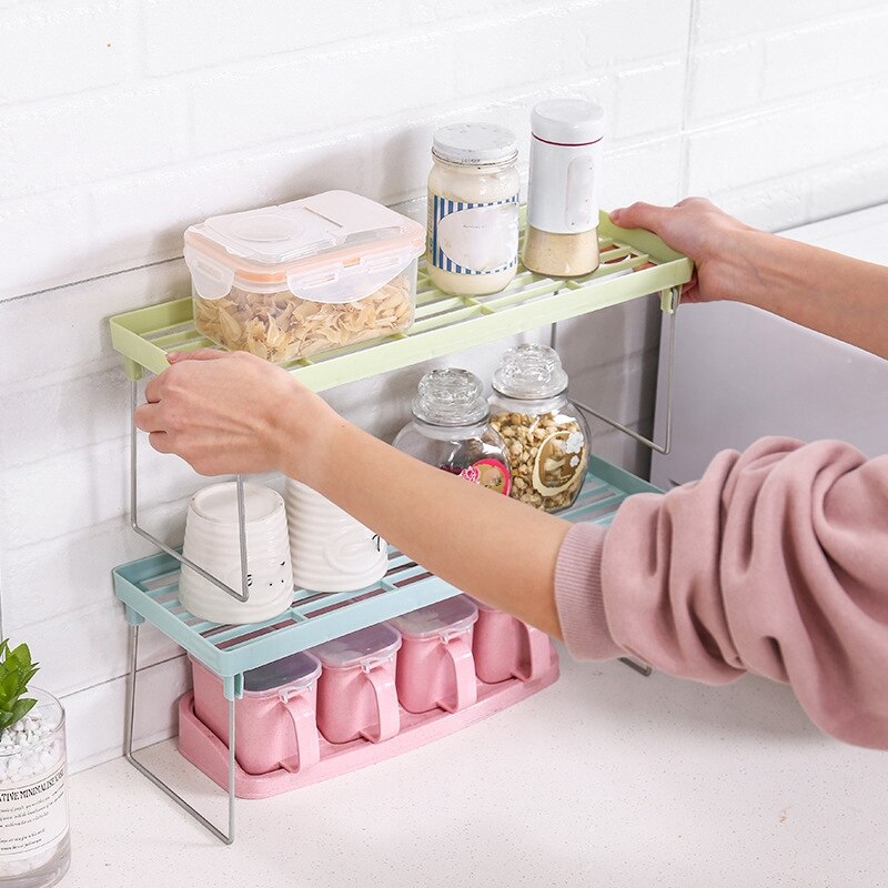 3Pcs Kitchen Storage Rack Plastic Foldable Shelf Organizer for Kitchen Flavoring Kitchen Organizer Rack Cookware Spice