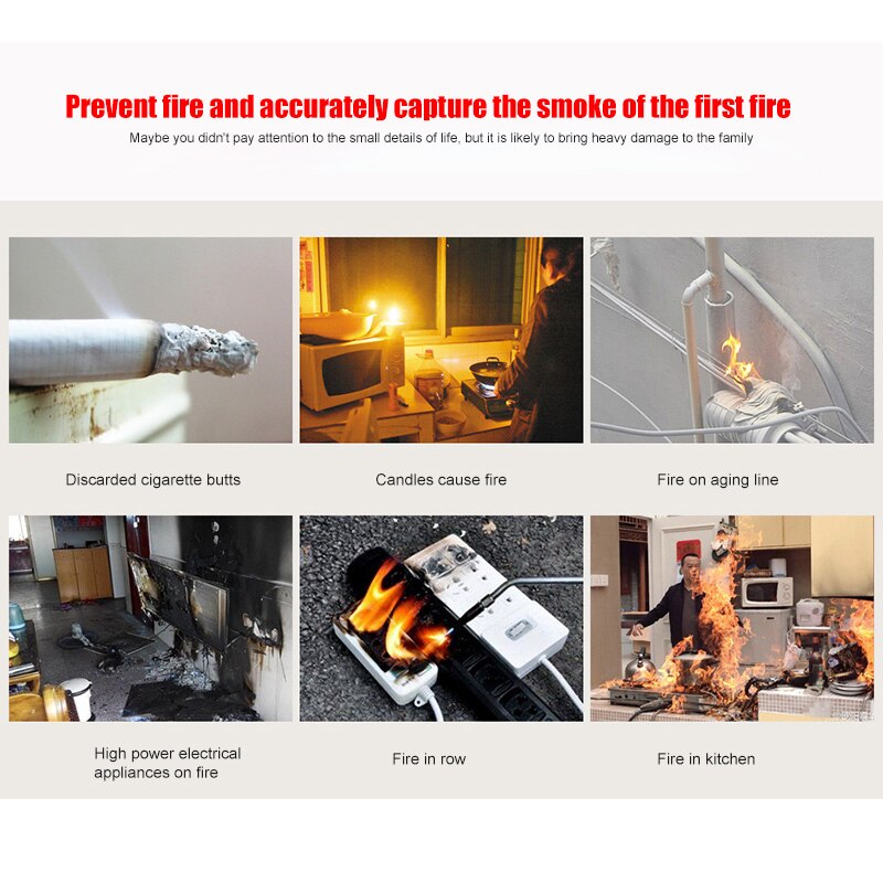 Smoke Detector Alarm with Built-In 10-Year Battery Fire Alarm Detector 80dB PUO88