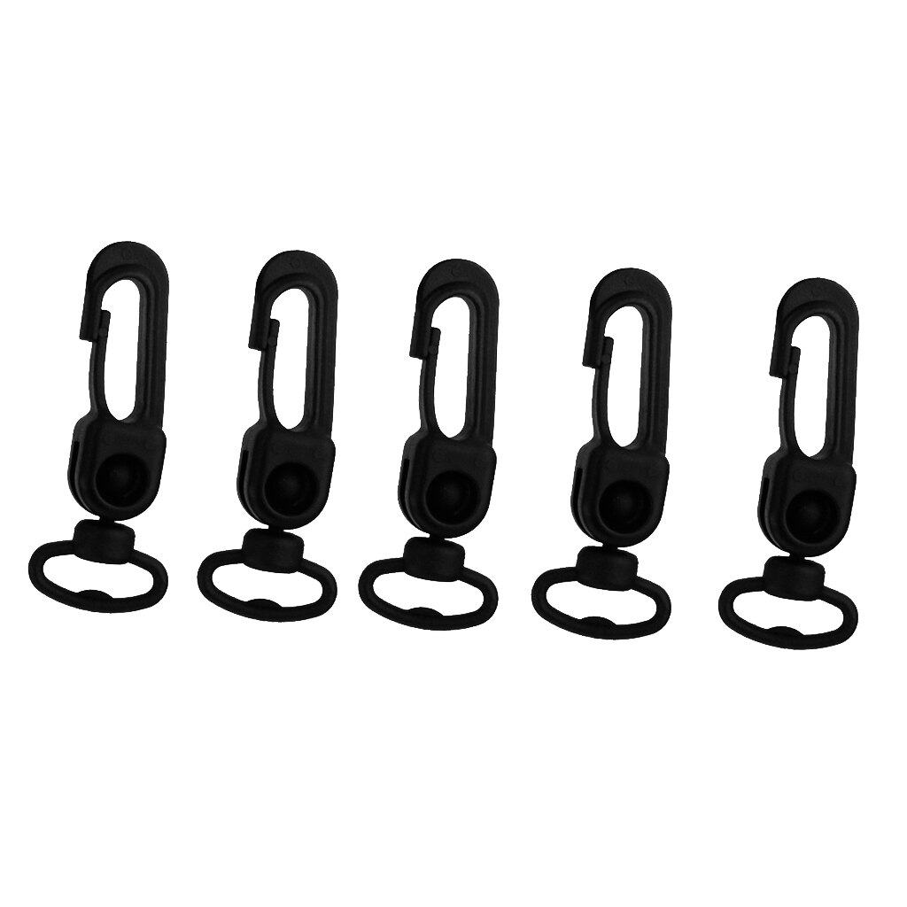 360 Graden Rotatie Plastic Karabijnhaken Opknoping Gesp Spring Snap Clip Haken Sleutelhangers (5 Stuks Zwart)