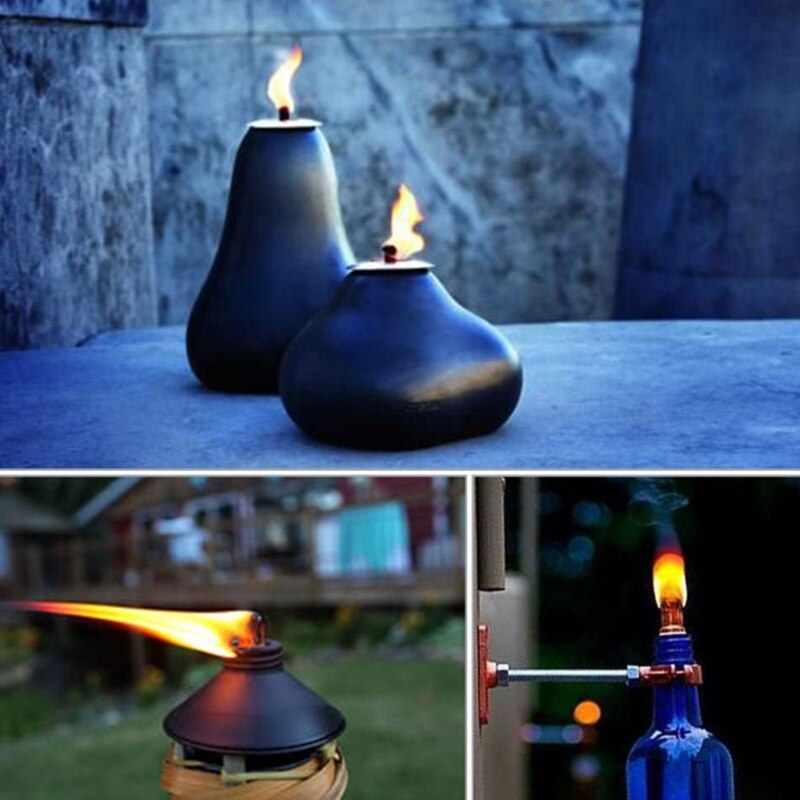 Torche Tiki en fibre de verre, 25cm, BMBY-20Pcs, mèche pour bouteille de vin, éclairage de Patio, lumière de jardin