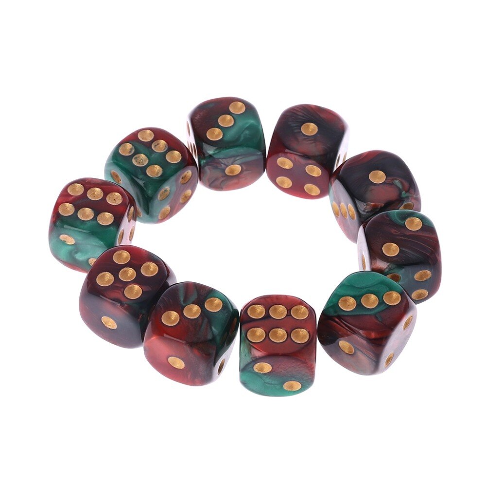 10 pçs 16mm resina dados d6 vermelho verde ouro pontos bordas redondas ktv barra discoteca entretenimento ferramentas adulto brinquedos au20 19 dropship