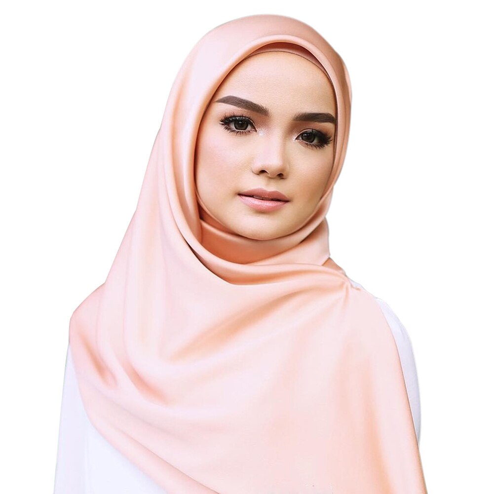 Neliönmuotoinen huivi kääre naisten suuret satiini silkkihuivit yksivärinen muslimi hijab huivi femme huivi elegantti kaulahuivi pehmeä huivi