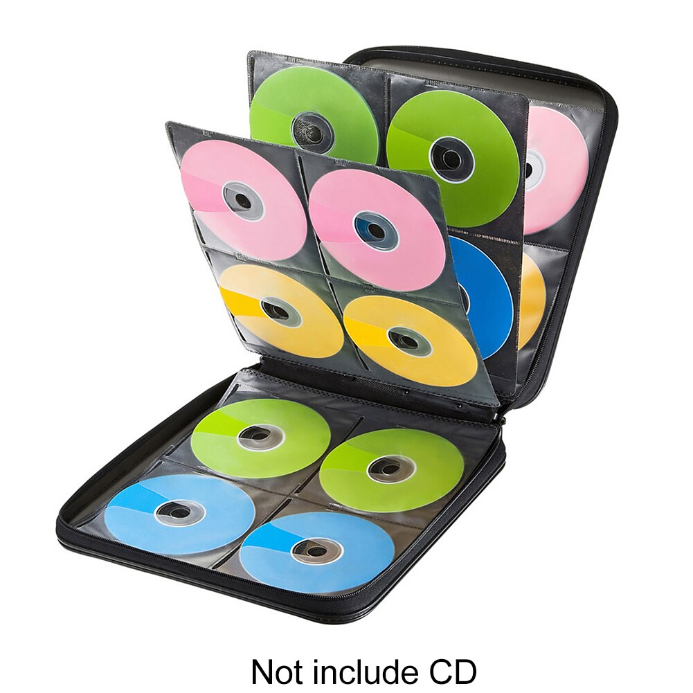 Draagbare Cd Case Dvd Vcd Portefeuilles Opbergdoos Home Zwarte Reizen Disc Organizer Dubbele Rits Beschermende Anti Scratch 160 Capaciteit