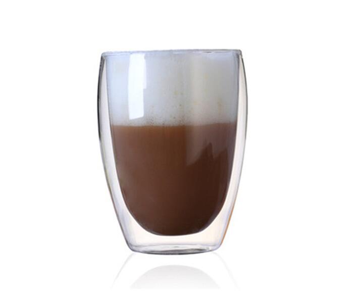 1 st dubbla kaffemuggar med handtaget muggar dricksisolering dubbelväggig glas tekopp drinkware mjölk: B 150ml