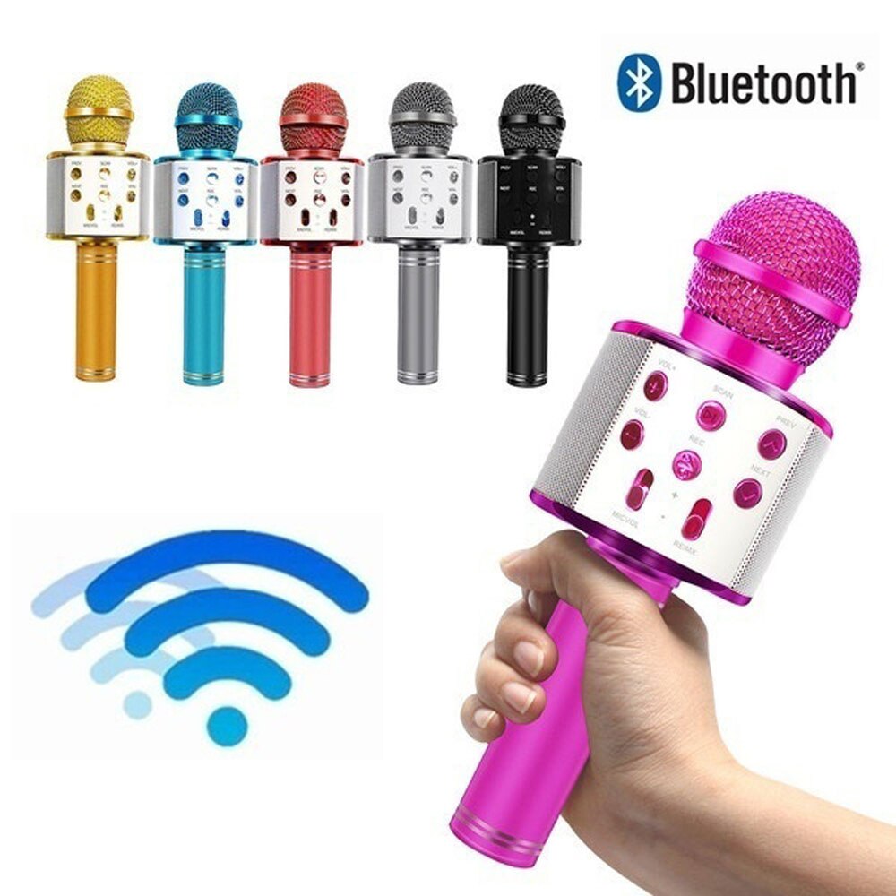 WS858 Wireless Bluetooth Koraoke Microphone Home Party Portable Handheld Mic Speaker Conderser Microphone for Android/iPhone/PC