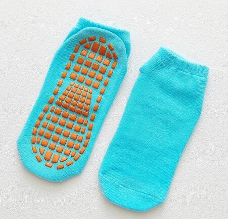 Antislip Vloer Van Trampoline Sokken 'S Pretpark Indoor/Rubber Katoen Peuter Kids Kinderen Jongen Meisje Korte sokken Effen: Sky blue non - slip