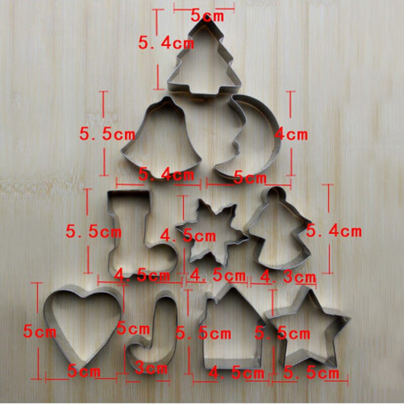 10 stuks kerstdecoratie koekjes uitstekers koekjesmal set fondant taartdecoratie gereedschap roestvrijstalen koekjes uitsteker