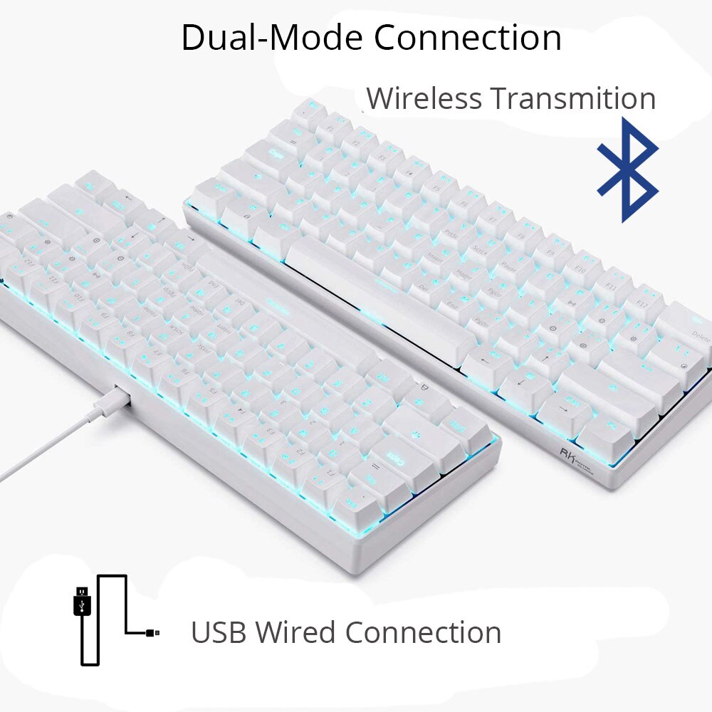 RK61 bezprzewodowa klawiatura mechaniczna klawiatura wymienna na gorąco na PC Bluetooth5.0/2.4Ghz/przewodowa klawiatura do gier tri-mode 61 klawiszy RGB