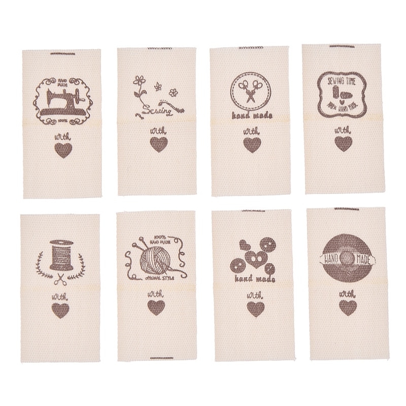 Etiquetas artesanales hechas a mano con patrón impreso, suministros acolchados para ropa, accesorios de decoración, 50 Uds.