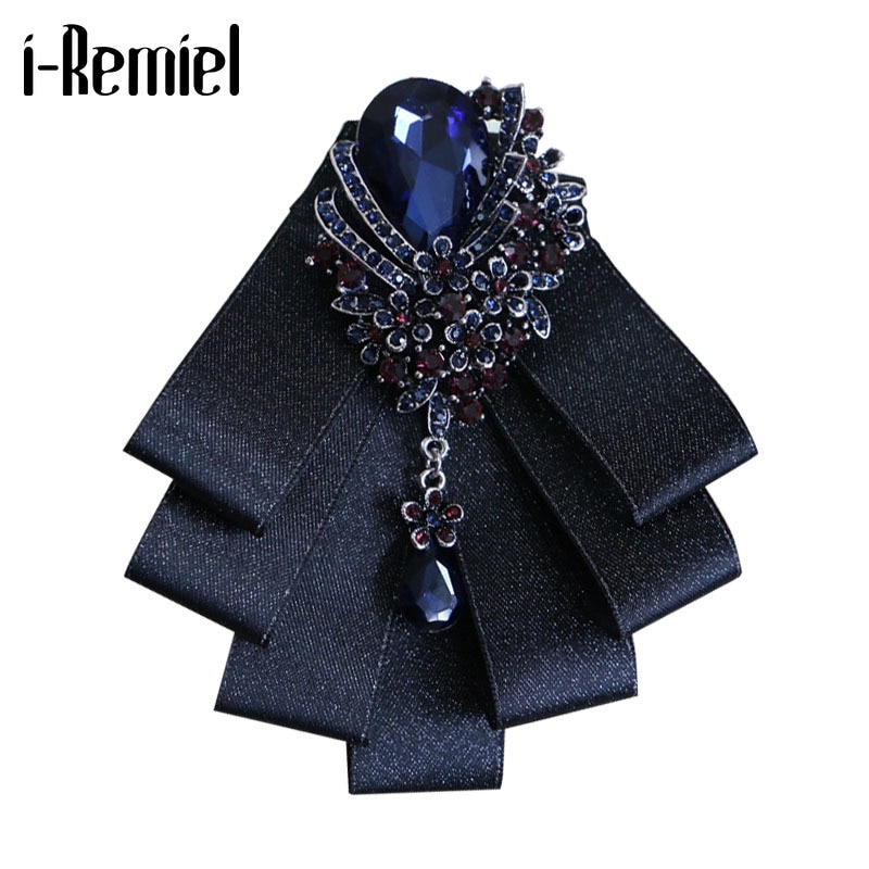 I-Remiel Tessuto di Alta Qualità strass del Legame di Arco Spilla Spille Maschile Del Fiore Archi di Nozze Sposo Uomini di Bowtie Brooces Gioielli accessori