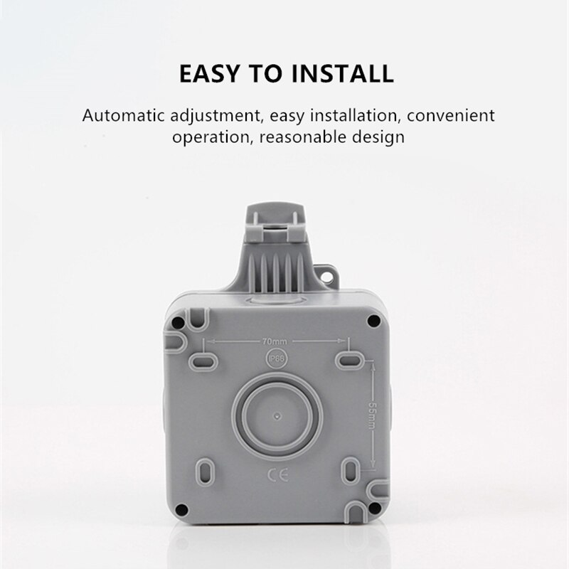 IMPACT RESISTANT 13A UK ABS Single Socket Switched Automatic Adjustment Electrical Sockets Waterproof Outdoor IP66 220V Socket