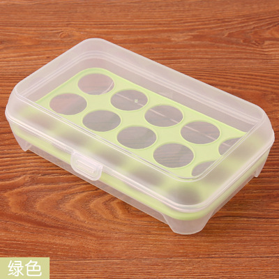 3 Pcs Egg Storage Box Egg Tray containers Kitchen Refrigerator 15 Grids Eggs Plastic Dispenser Airtight Fresh Preservation: green