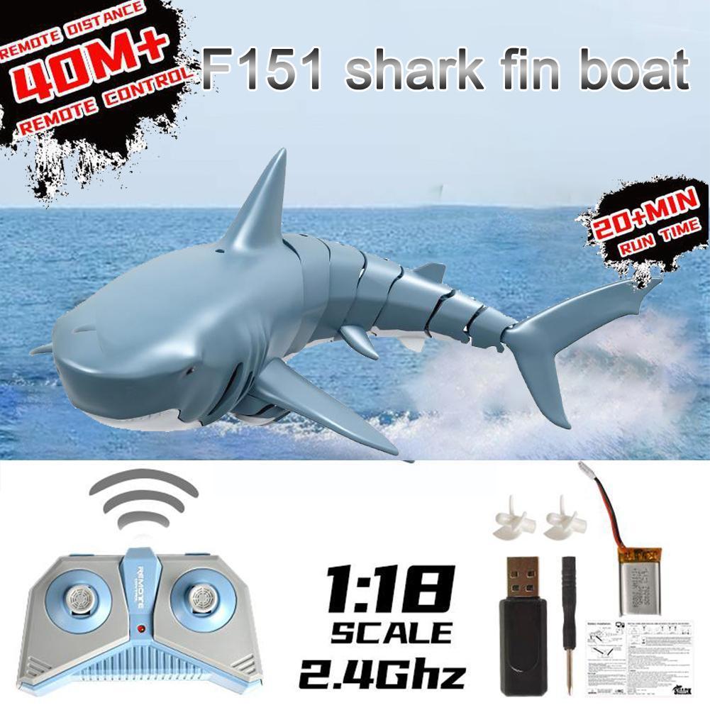 Tiburón de juguete de simulación a Control remoto para niños, tiburón eléctrico de 2,4G, 4 canales, a prueba de agua, juguete de baño, barco de Control remoto, L4S3