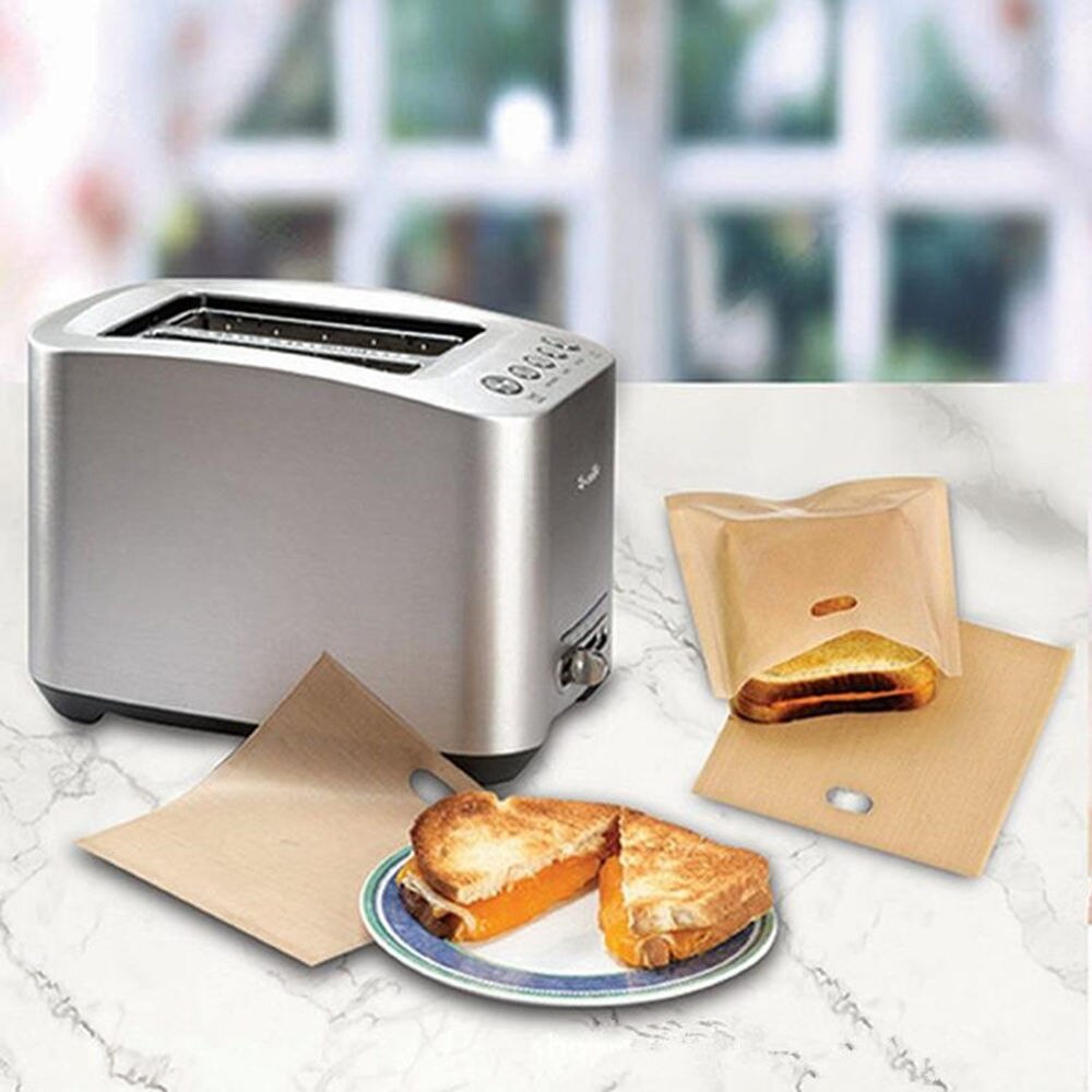 16*18 cm 6 pcs Broodrooster Bag Niet Stok Brood Zak Sandwich Tassen Herbruikbare Gecoat Glasvezel Toast Magnetron Verwarming gereedschap