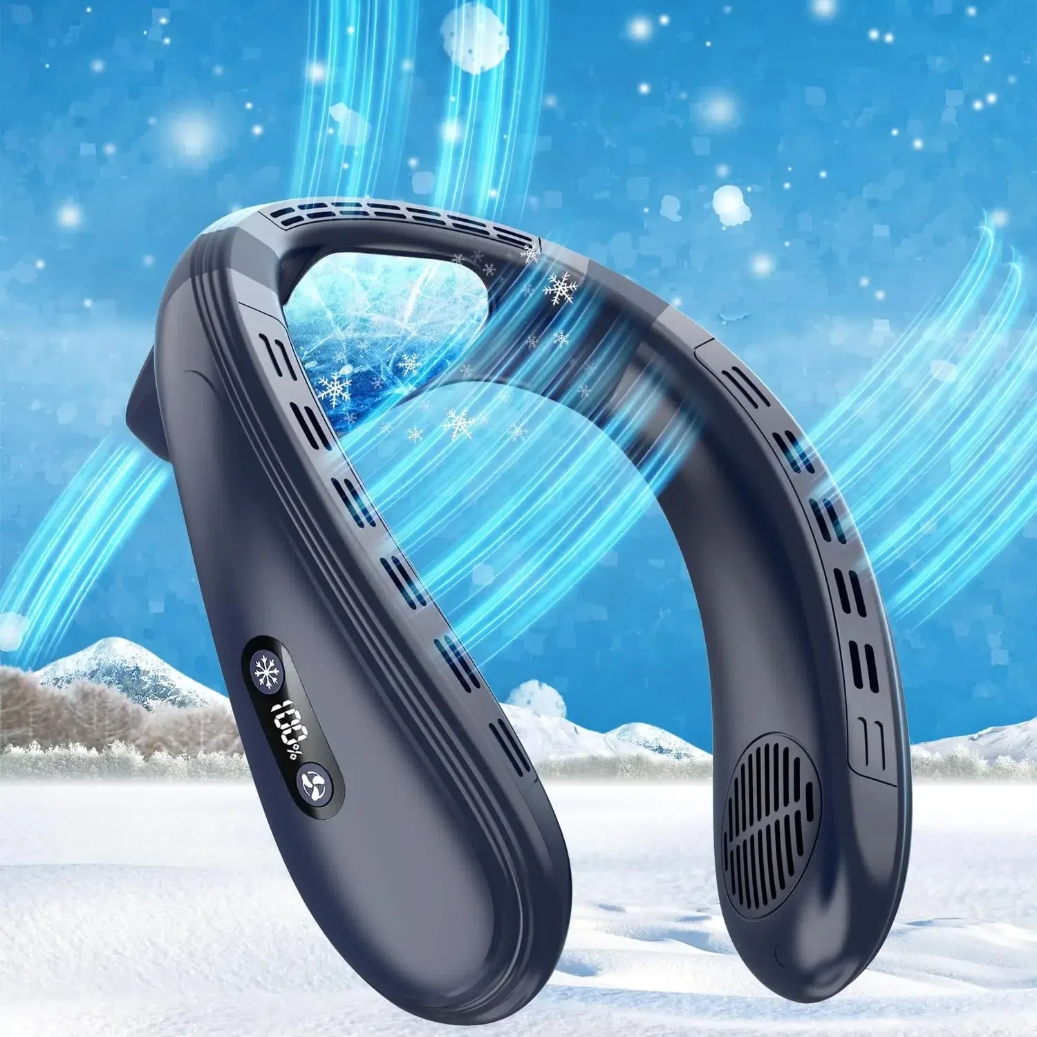 Neck Air Conditioner Portable Neck Fan 5200mAh Rechargeable Semiconductor Cooling Fan Outdoor Personal Fan Wearable Cooler