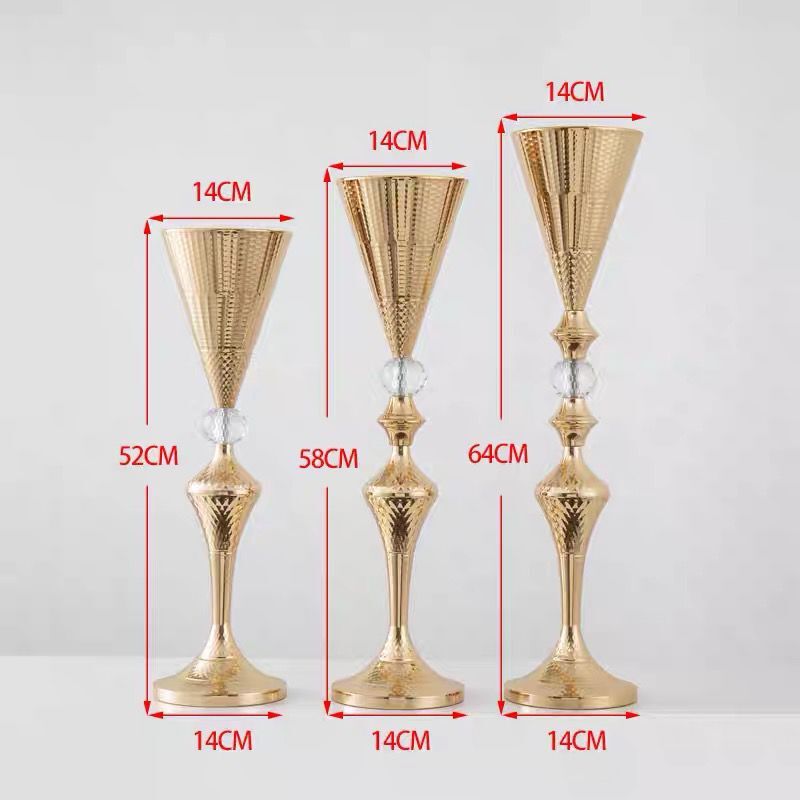 Gold Candle Holders Flowers Vase Dining Table Candlestick Centerpieces Road Lead Candelabra Wedding Party Porps Home Decoration
