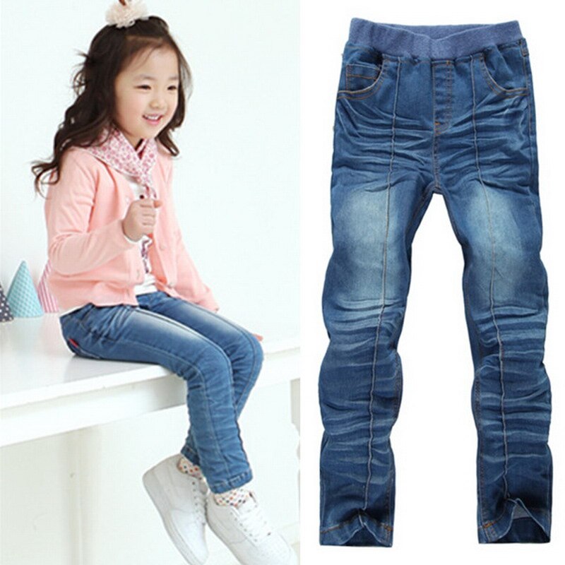 girls spring jeans children spring good casual pleated pencil jeans pants for girls 3-8 years !