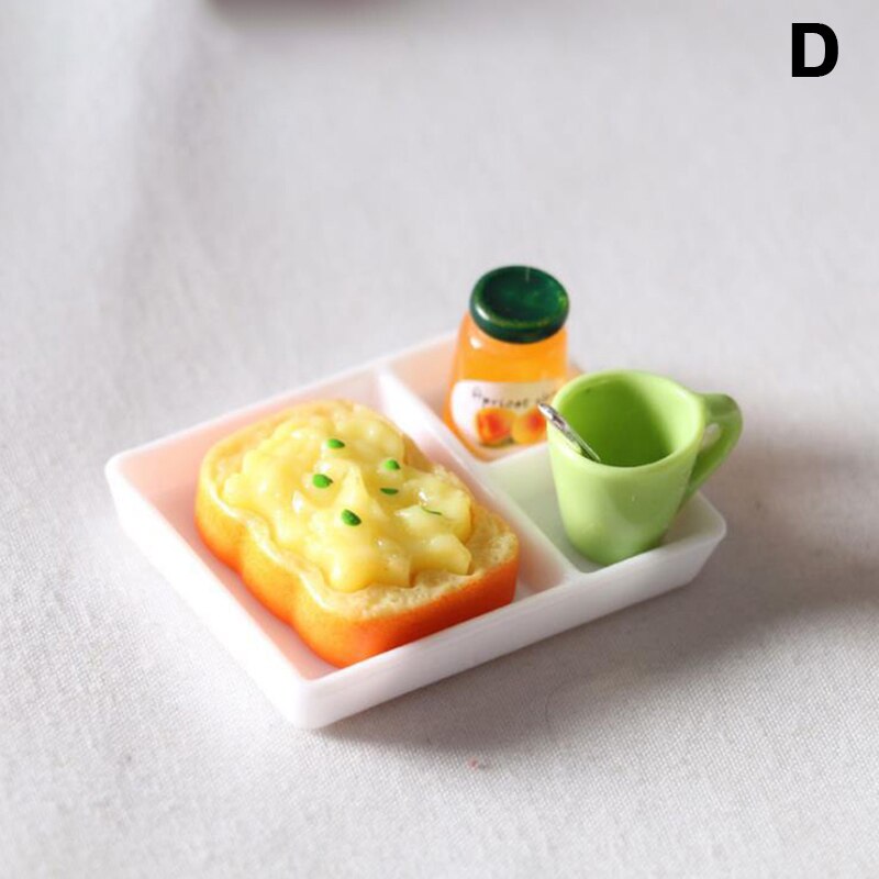 5 Stks/set Poppenhuis Brood Jam Diner Plaat Kop Lepel Voor Keuken Accessoreis Poppenhuis Play Keuken Accessoreis: D