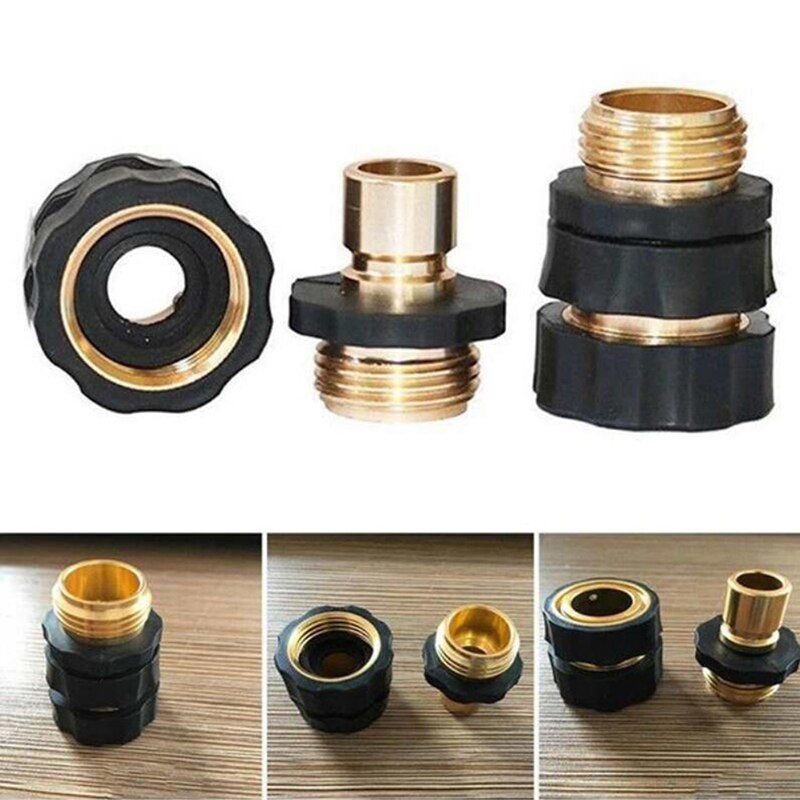 1 par de conectores de manguera de agua macho hembra de latón de 3/4 "de conexión rápida de manguera de jardín Universal