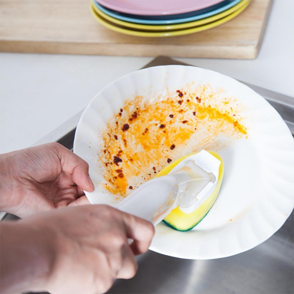 Wash Up Brush Scouring Pad Sponge Dish Cleaning Replacement Equipment Brush Clean Handle Kitchen Sponge Tools Q7R7