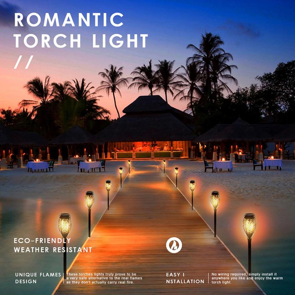 LED Solar Flame Torch Lamp Outdoor Lights Solar Garden Light Flickering Waterproof Lamp Courtyard Balcony Lawn Path Spotlight