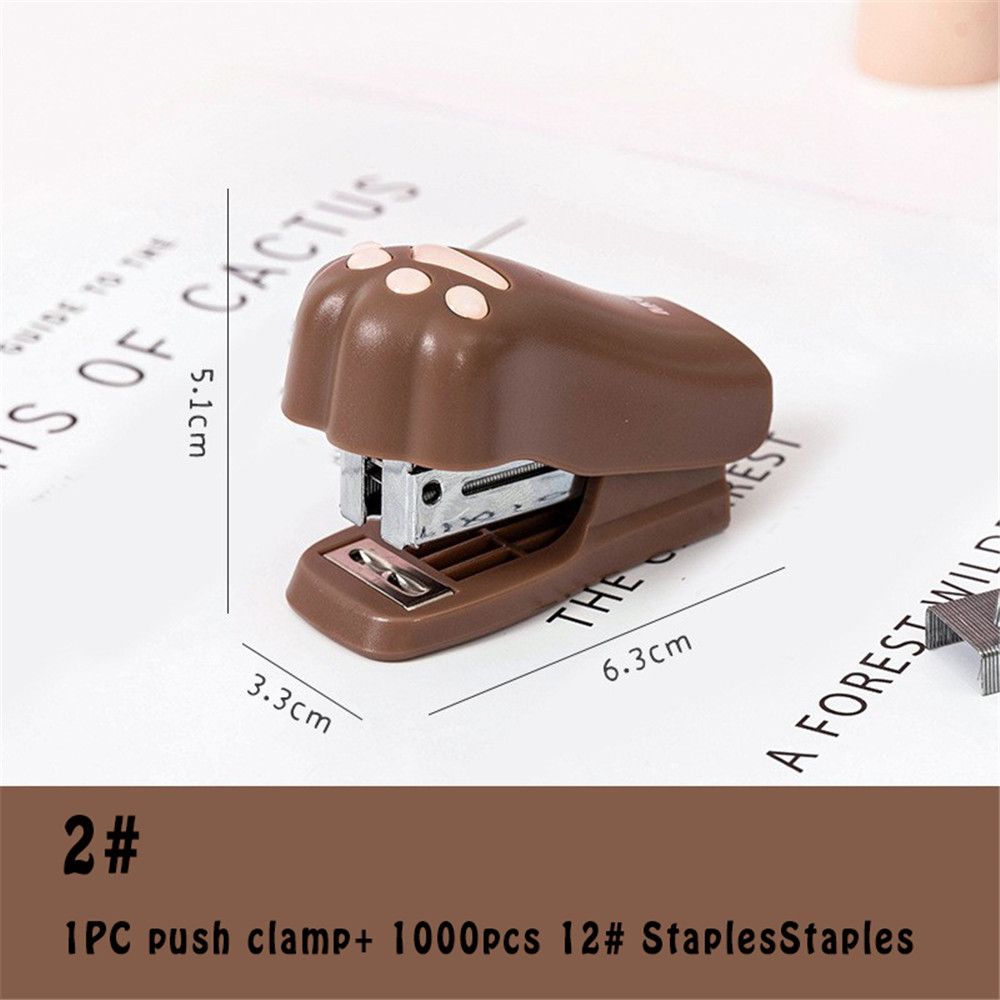 Snacks Sealing Clip Remover Binder Document Binding Office Supplies Cat Paw Mini Stapler Push Clip Stapler Paper Clips: coffee
