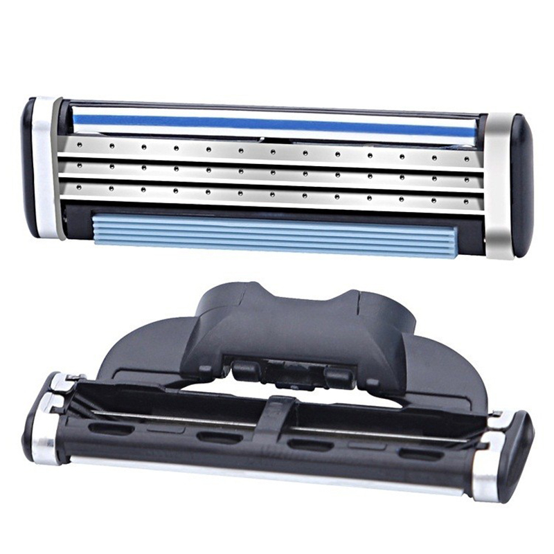 4Pcs Scheerapparaat Voor Mannen 3 Lagen Klassieke Roestvrij Scheerapparaat Scheermesjes Compatibel Handmatige Scheermesjes