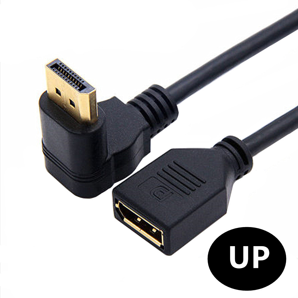90 Degree Angle Elbow DisplayPort Panel Mount Extension Cable Adapter Corner DP 1.2v Male to Female Cord Socket Screw 2k@144Hz: Blue