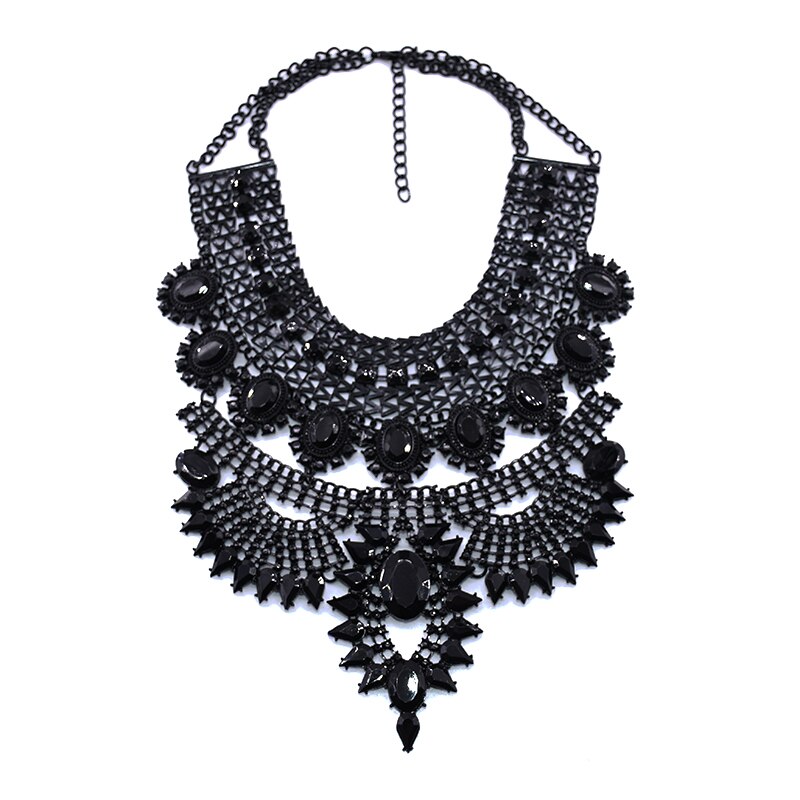 Indian Statement Big Chokers Necklace Women Crystal Large Collar Necklaces Female Big bib Necklace Boho Ethnic Costume Jewelry