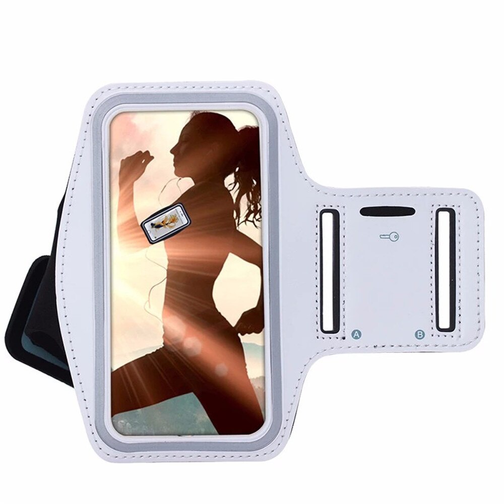 Sport Armband Case For iPhone X Xs Max 7 8 6 6s Plus Xiaomi pocophone f1 Oneplus 6 Brassard Touch Screen Arm Band Cover 5.8 inch: white