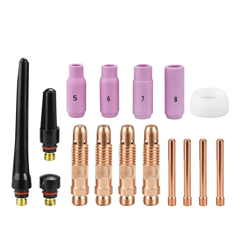16Pcs TIG Welding Torch Accessories Nozzle Cup Collet Gasket Consumables Kit TIG Welding Torch Supplies for WP-17/18/26