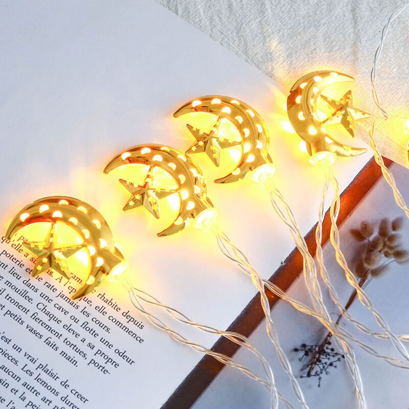 1.5M 10led Eid Mubarak Moon Star Palace Licht Led String Islamitische Moslim Festival Party Home Decoratie Ramadan Kareem Ornament