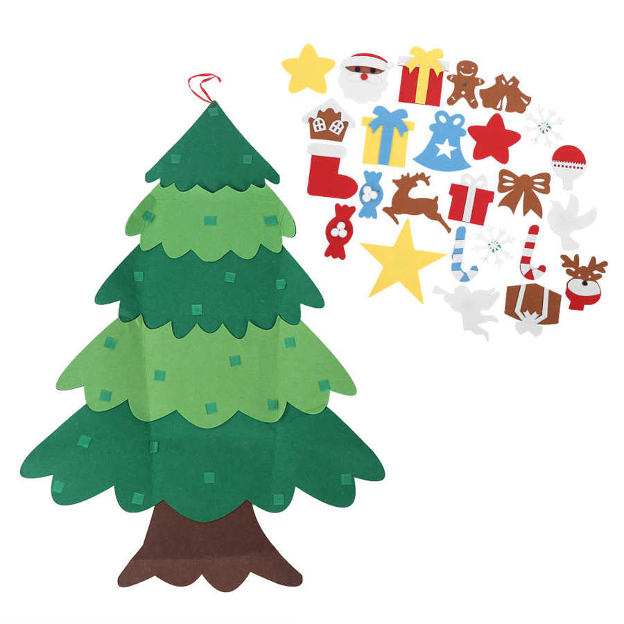 Diy kerstboom doek patches non-woven stof kerstboom kerstboom hangend: Default Title