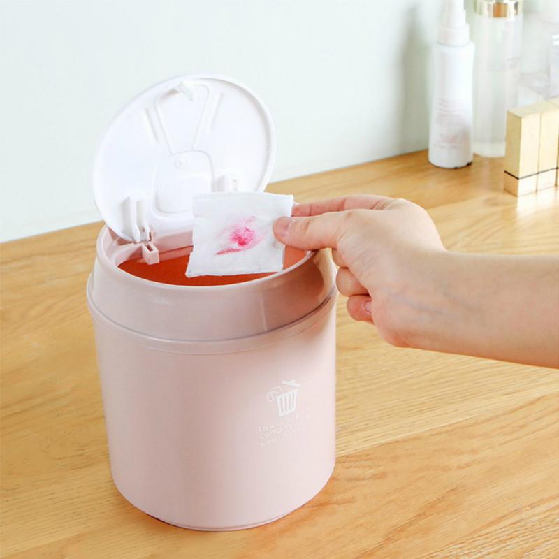 Fashionable Home Desktop Mini Trash Can Table Waste Bins Bathroom Garbage Basket Push-on Household Cleaning Accessories