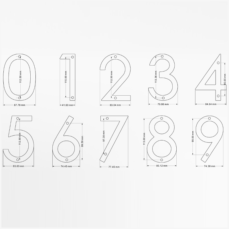 Adres Grote Moderne Deur Alfabet Drijvende Huis Aantal Letters Teken #0-9 Zwarte Cijfers 125Mm 5 In thuis Outdoor
