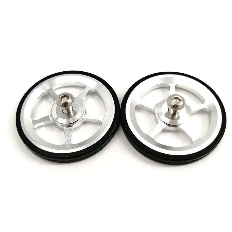 Litepro Easywheel & Extension Bar Telescopic Rod Brompton Rear Racks Easy Wheel: Silver -Wheel 1Pair