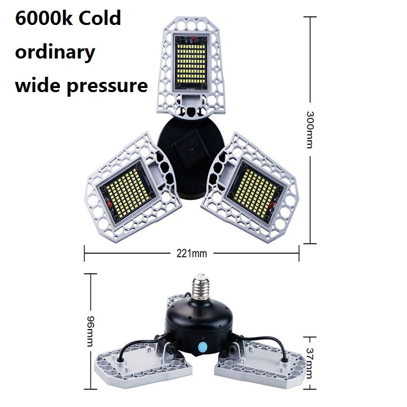 360-degree LED Garage Ceiling Lights Flush Mount Deformable Lamp 85% Energy Save High Brightness Ideal For Workshops Mines Barns: 6000K Cool White / 60W