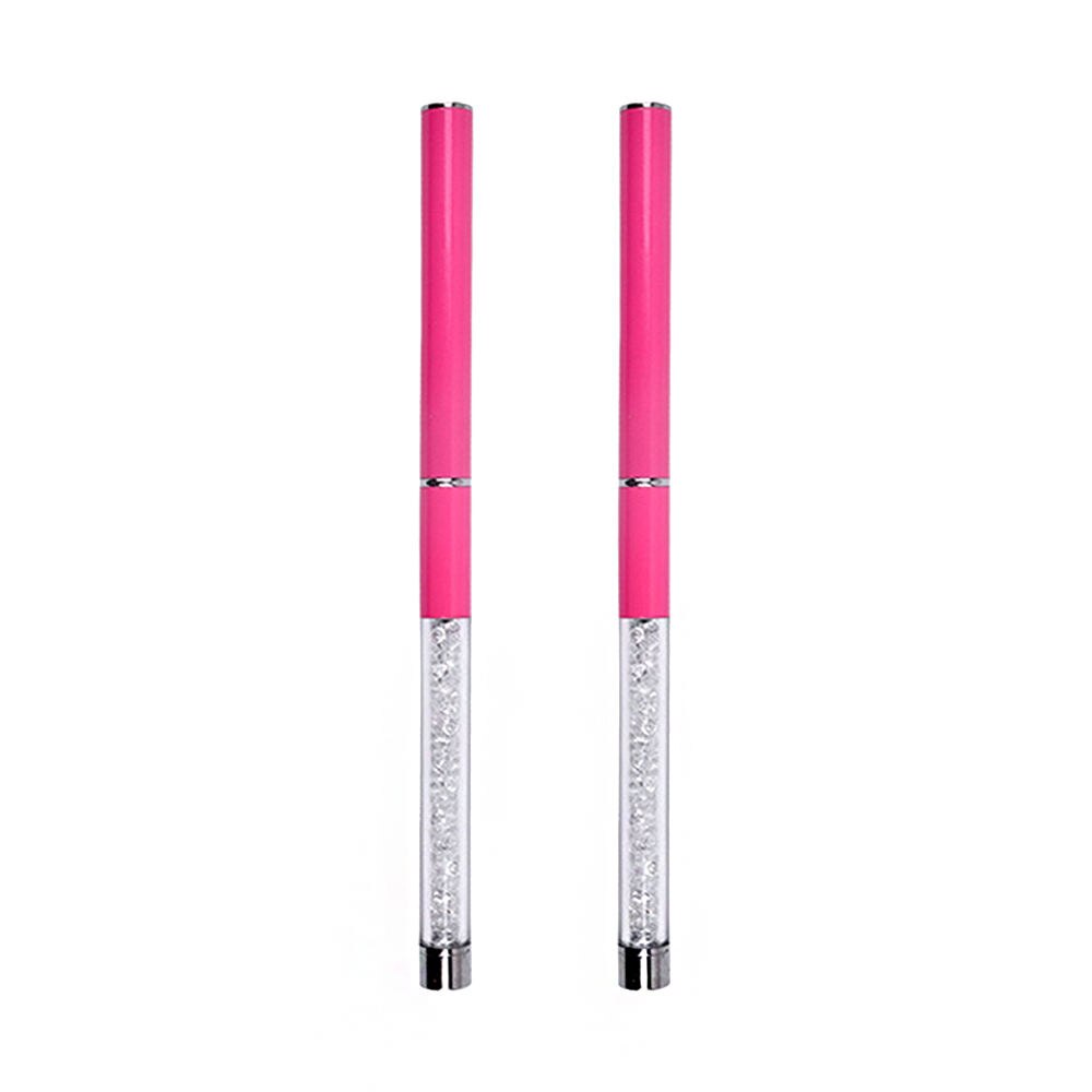 Bolígrafo dibujo uña polvo varilla diamante blanco rojo y blanco cabeza pintado cepillo para manicura línea de dibujo cristal acrílico pluma