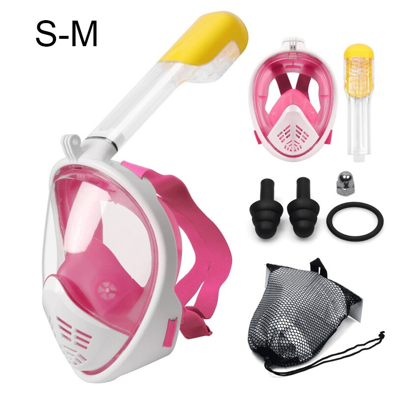 360 Degree Rotate Snorkel Mask Man Woman Scuba Underwater Diving Mask Full Face Snorkeling Masks 180 View Anti-fog Anti-Leak: T-Red S-M