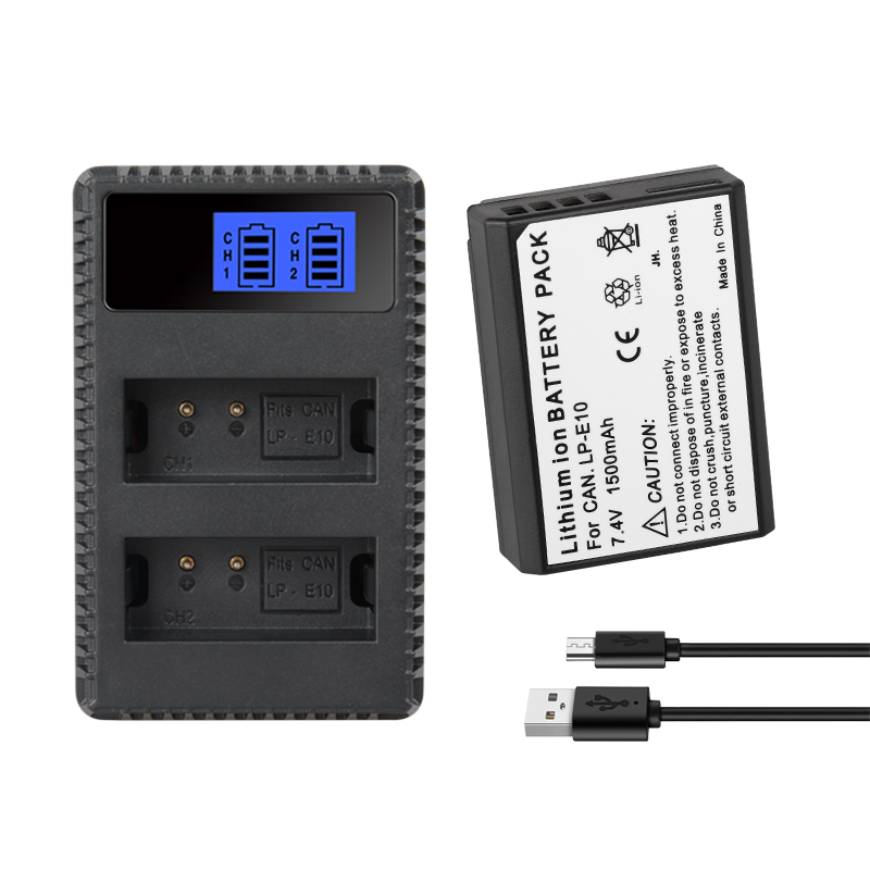 Cargador de batería JHTC LP E10 para cámara Digital Canon LP E10 batería para EOS Rebel T3 T5 T6 T7 Kiss X50 X70 EOS 1100D 1200D 1300D: Blanco