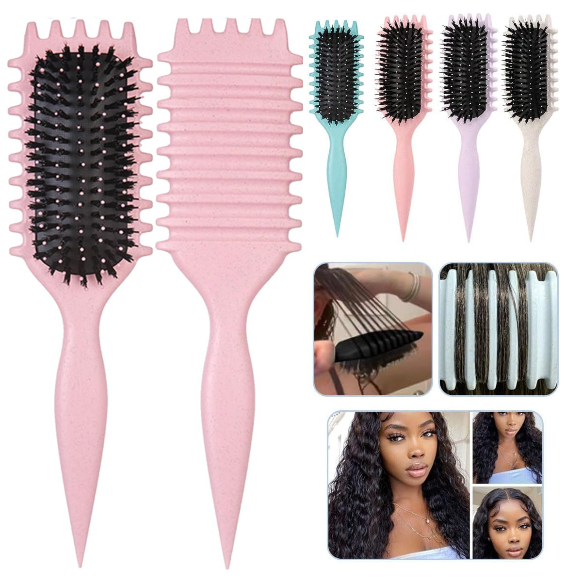 1PC Salon Styling Krullend Haar Styling Borstel Krul Haarborstel voor Kammen en Vormgeven Mannen en vrouwen Krullen verminderen Trekken Gereedschap