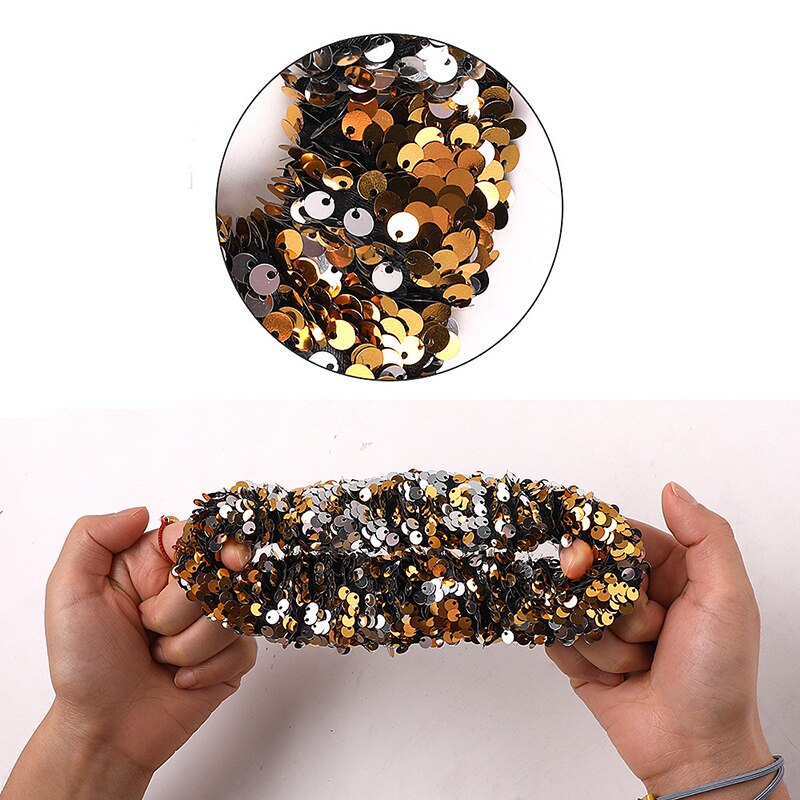 Paljett hår scrunchie glitter hårslipsar färgglada elastiska hårband vändbara paljetter scrunchies för flickor kvinnor håraccessoarer