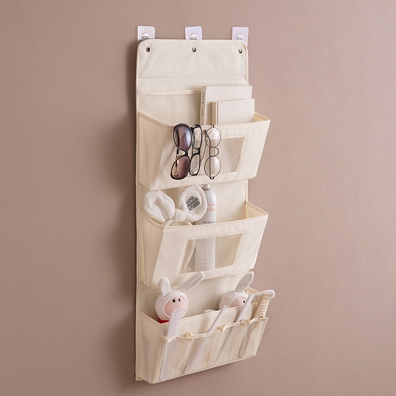 3 poches De Rangement en Sac Vêtements Pour armoire penderie Organisateur Placard Sac De Rangement Salle De Bain Magazine fourre-tout Organizador Pochette: Beige