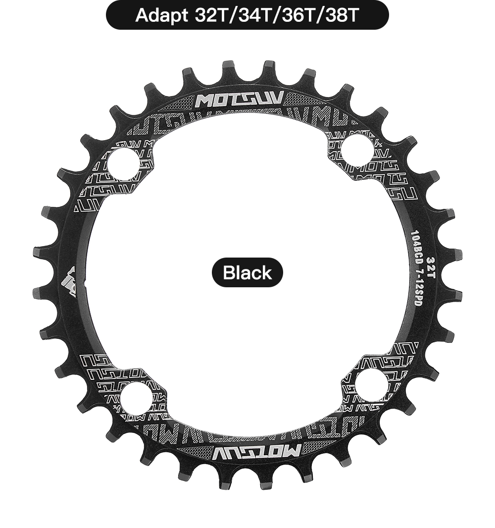 Motsuv fiets 104 bcd crank smal breed kettingblad mtb fiets rond ovaal 32 t 34 t 36 t 38t fietsen aluminiumlegering kettingblad onderdeel: Wit / 36t / Bb92