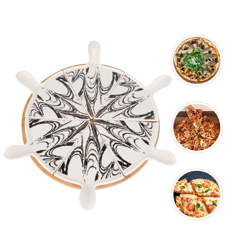 Premium Pizza Plate Set Large Ceramic Triangle Steak Pizza Pie Dessert Plate Cake Flat Plate Tableware
