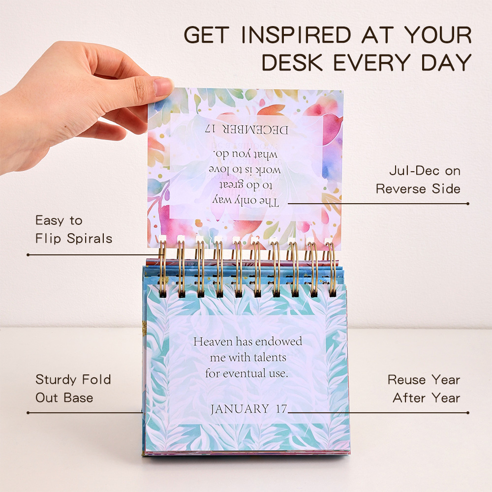 1 pc 365-dagen positieve bevestigingen bureaukalender staande flip-coil desktop kalender met inspirerende citaten kleur binnenpagina