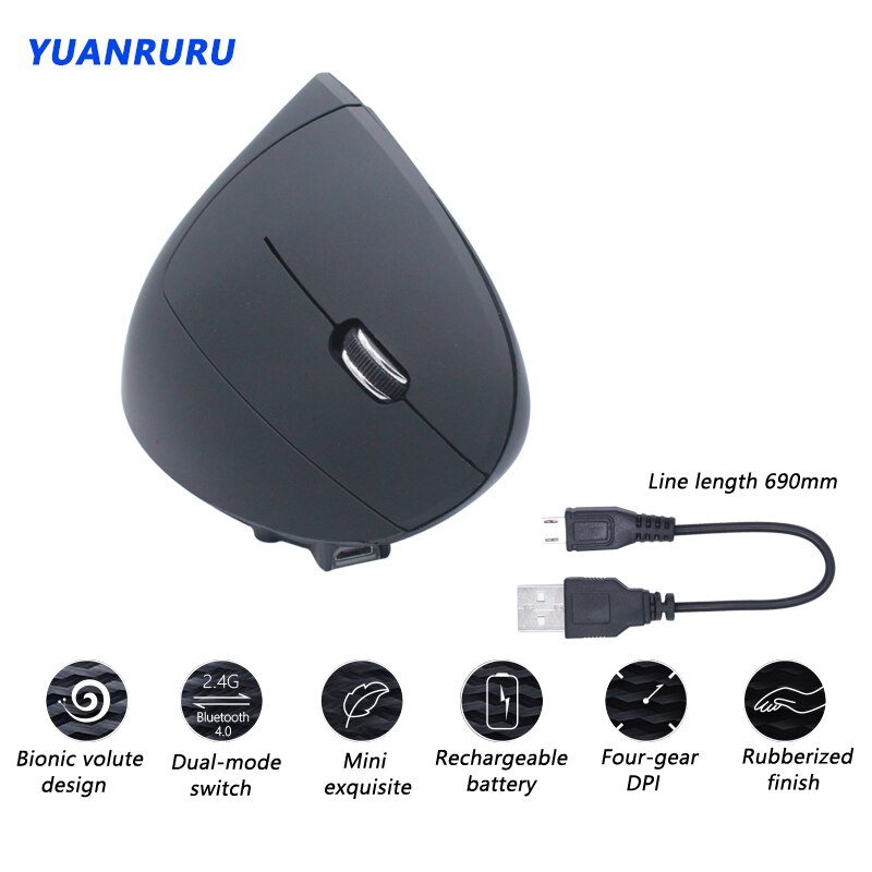 Wireless Bluetooth Mouse Ergonomic Optical 2.4G 800/1200/1600DPI Rechargeble Light Vertical Mice Gaming Mouse Gamer