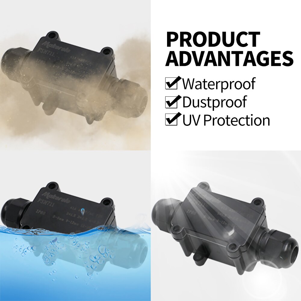 Waterproof Junction Box IP68 2 Way 450V 41A Plug Line M20 Coaxial Underground Electrical Wire Range 5 to 15mm
