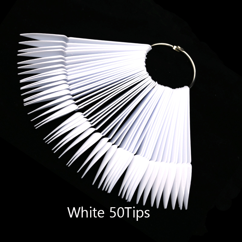 uñas accesorios y herramientas decoracion uñas muestrario uñas uñas postizas Puntas postizas para manicura, accesorios de estilo abanico ovalado para exhibición de uñas artísticas, transparentes, 50 piezas: Plata