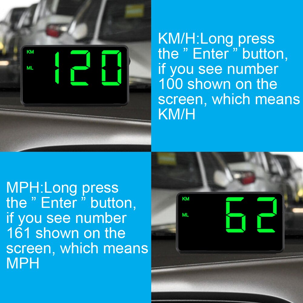 C60s/c80 bil gps speedometer bil head up display kilometertæller store skrifttyper led display højde display projektor bil hastigheds alarm